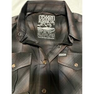 Dixxon Flannel Company Women's S Black Gray Plaid Short Sleeve Pearl Snap